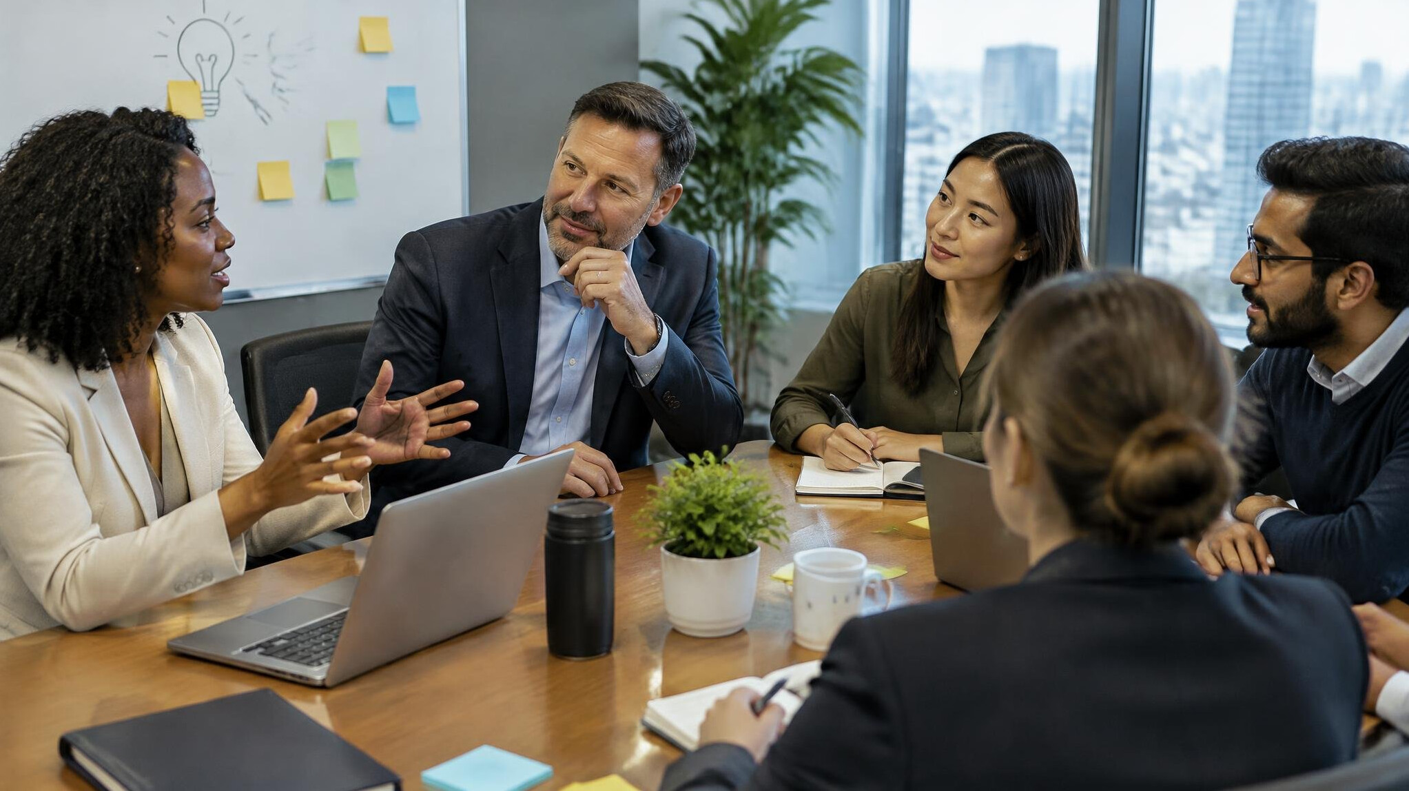 diverse business team collaborating