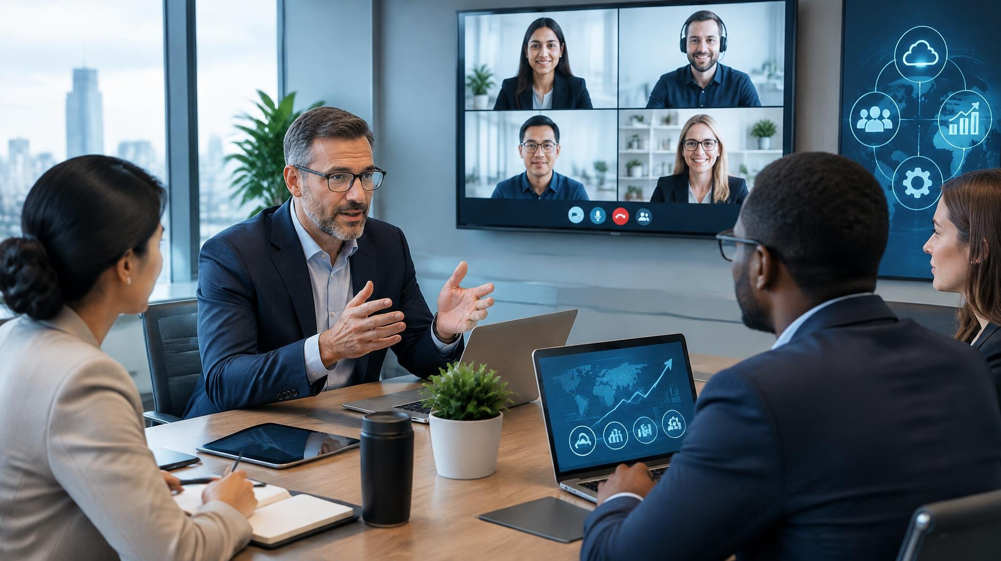 corporate team in digital meeting