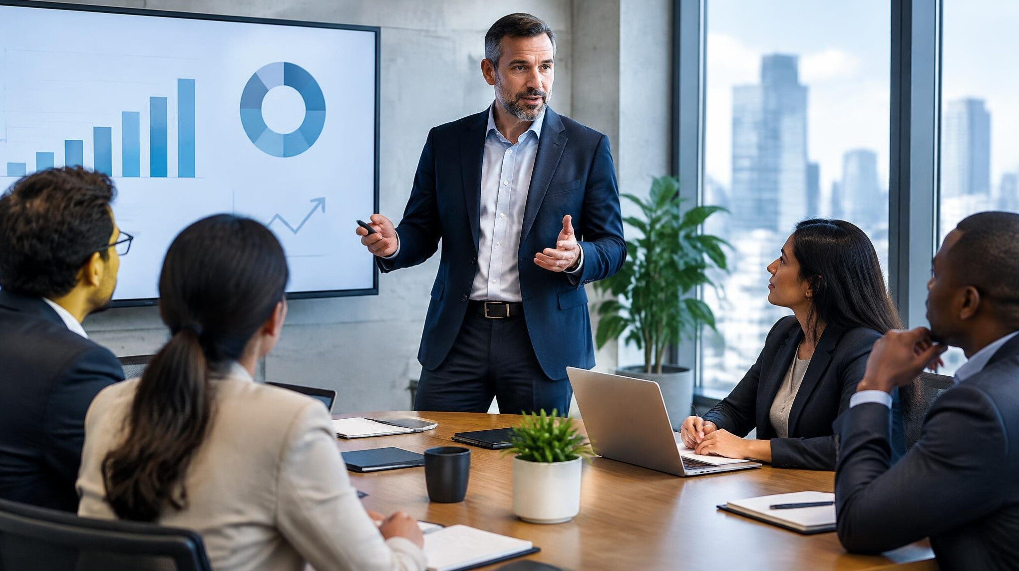 corporate leader giving presentation