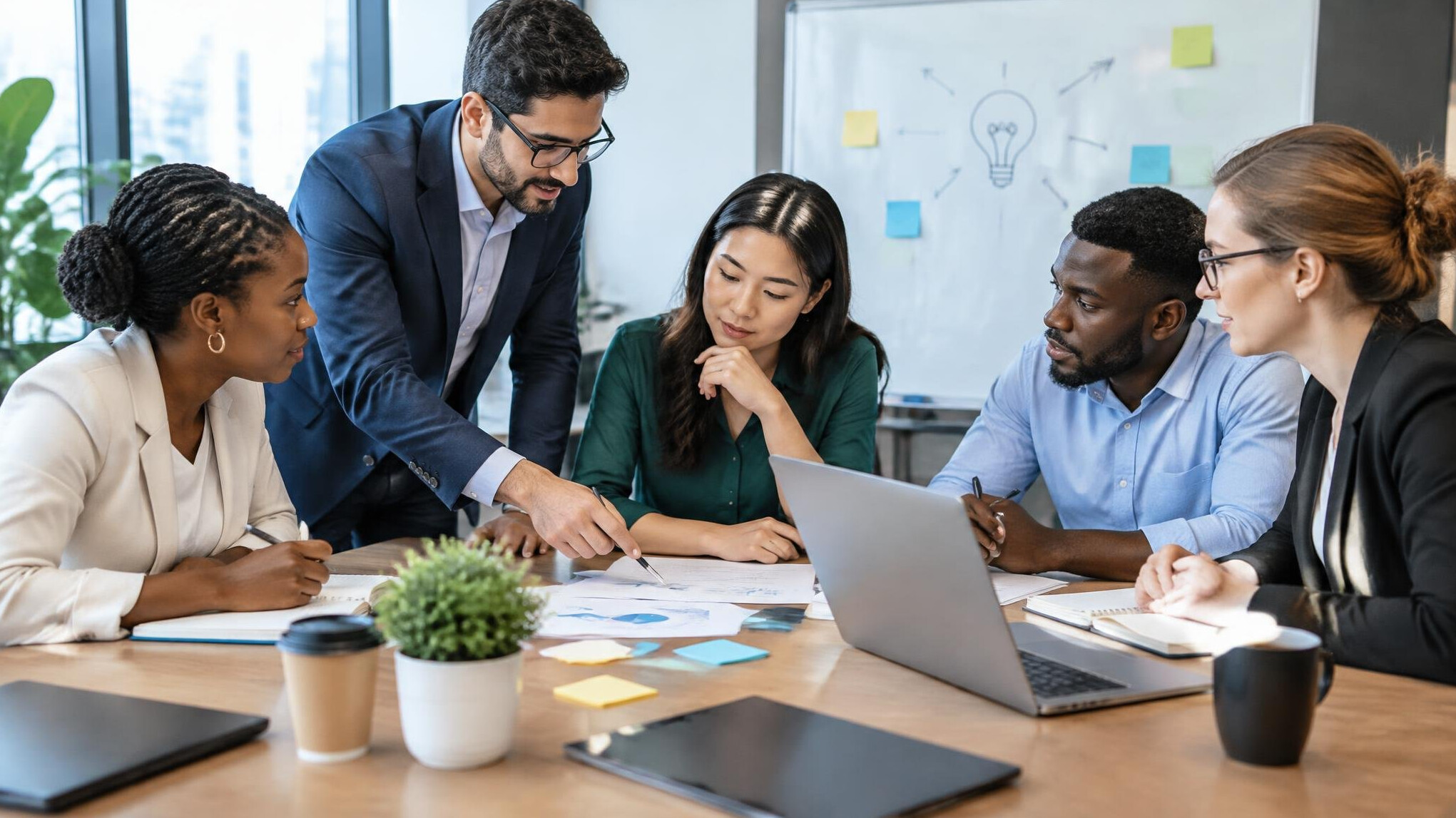 diverse business team collaborating