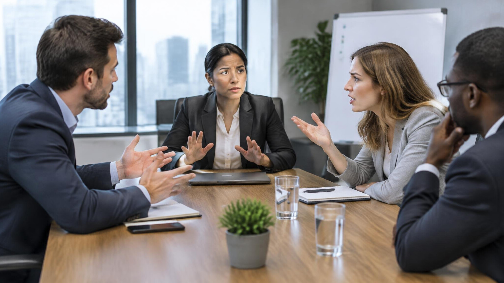 business team discussing conflict