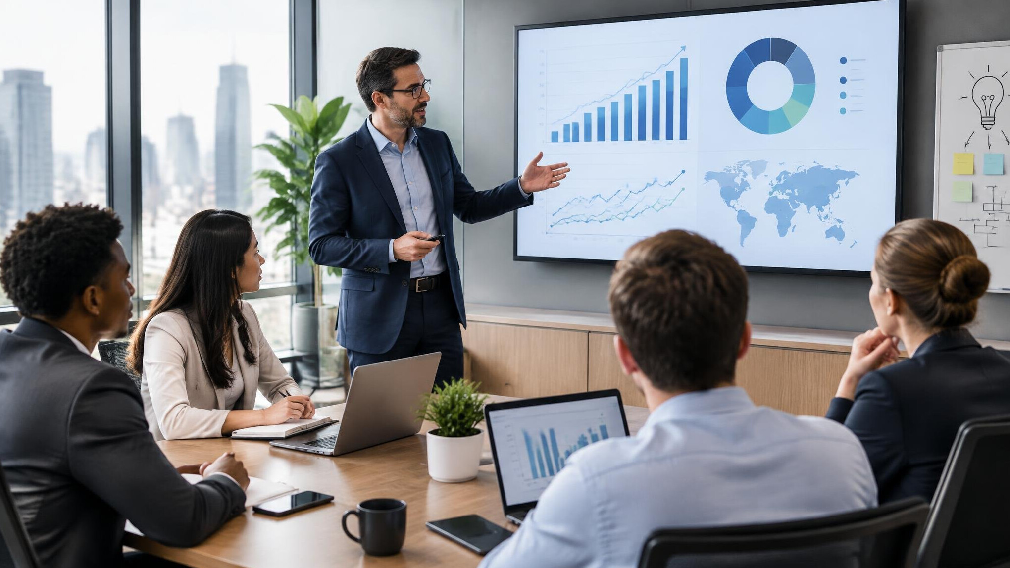 business leader presenting data